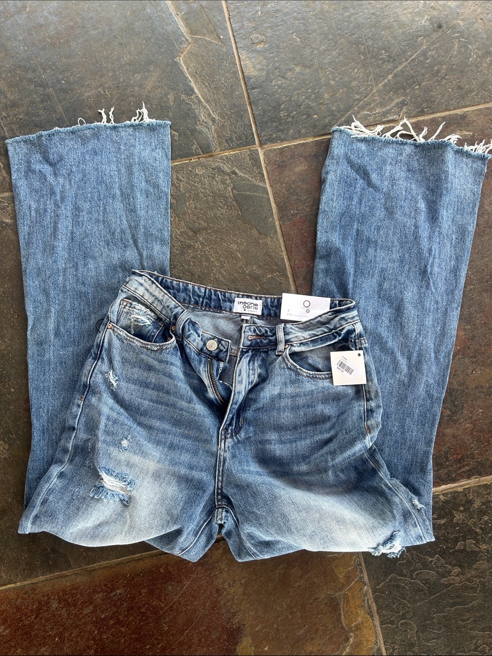 imogene + willie Light Blue Straight Leg Jeans with Raw Hem
